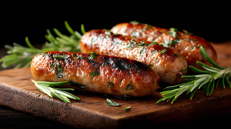 烤香肠搭配迷迭香-图片