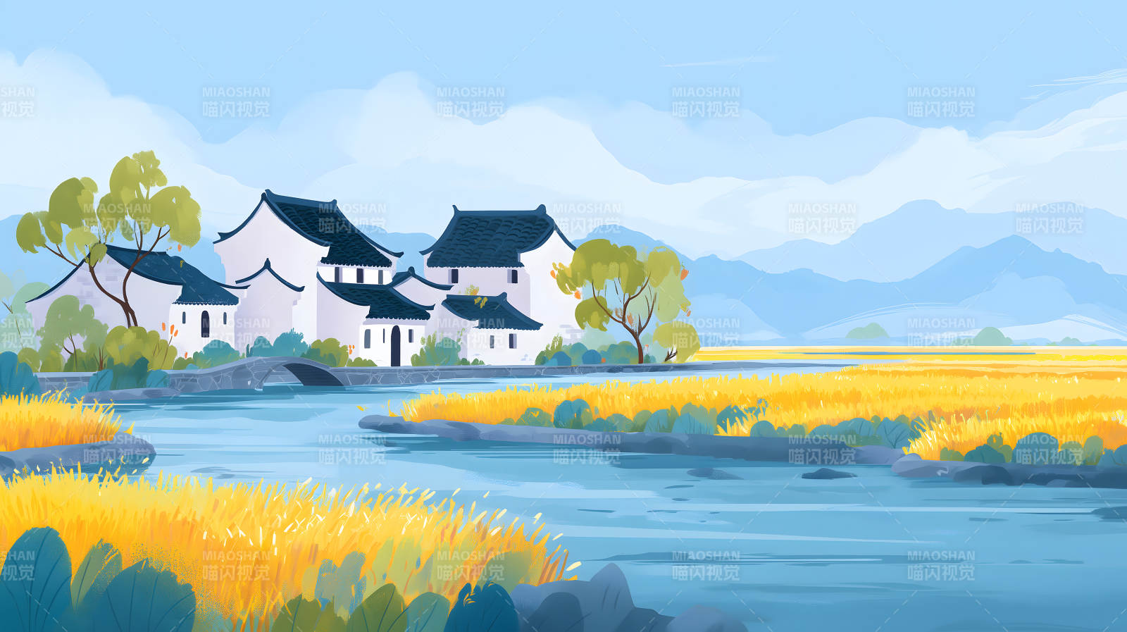 江南水鄉田園風光-圖片