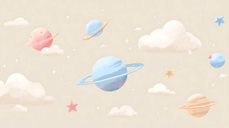 夢幻宇宙場景充滿童趣的畫風-圖片