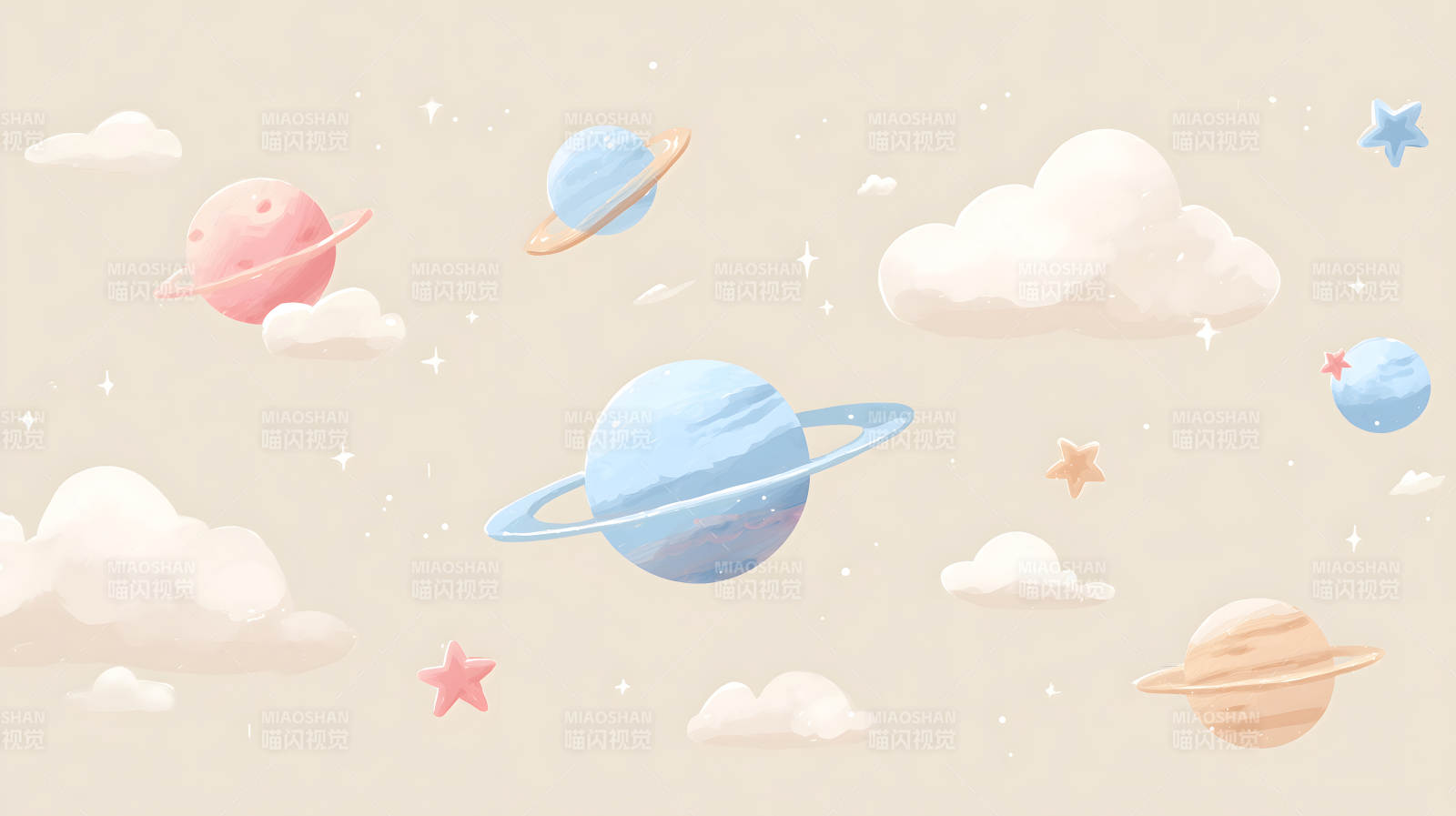 夢幻宇宙場景充滿童趣的畫風-圖片