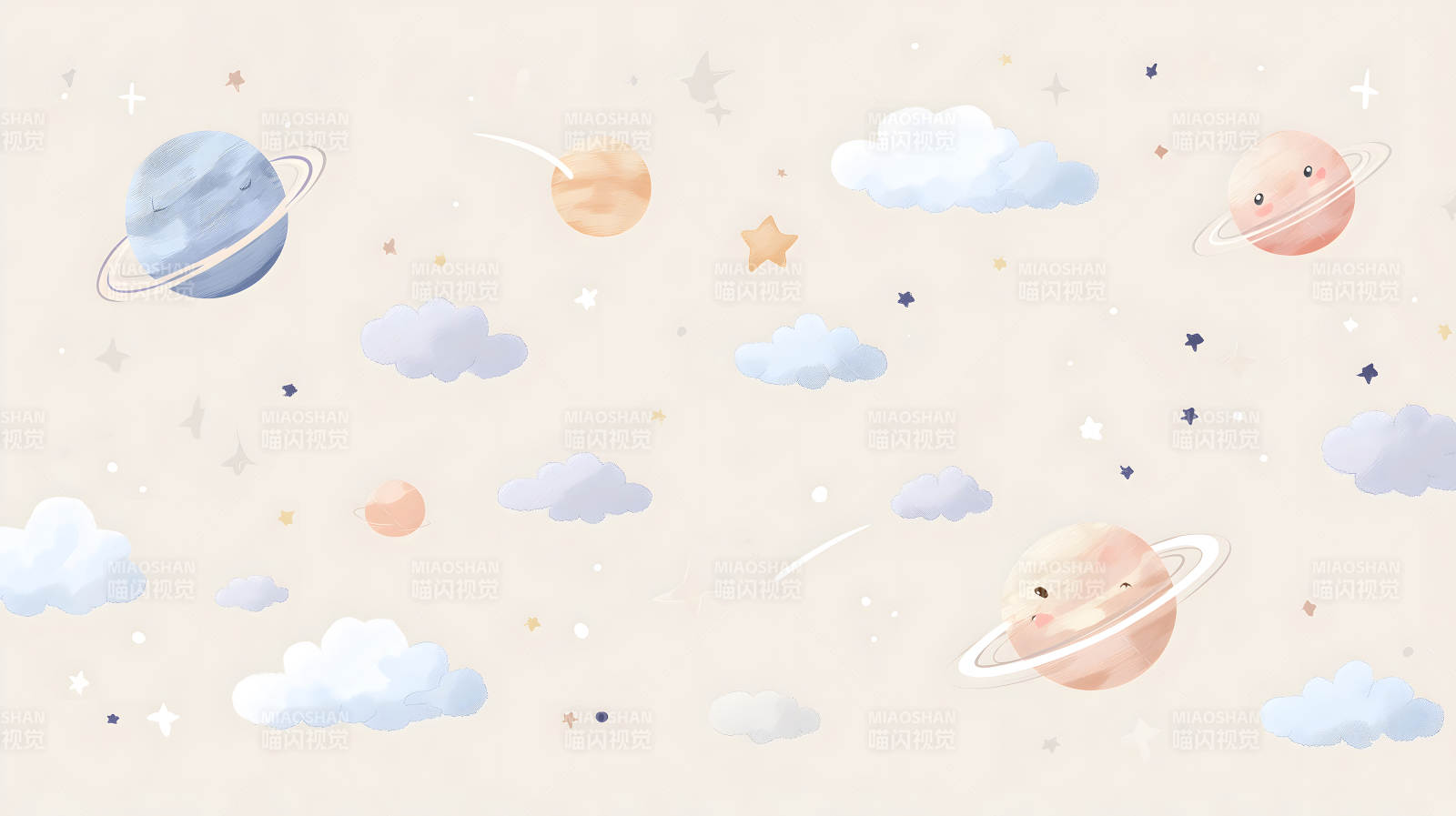 卡通風格的宇宙圖案-圖片