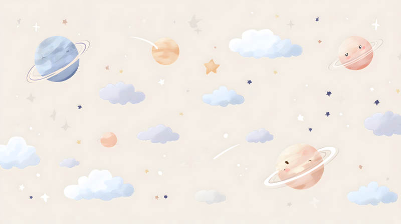 卡通風格的宇宙圖案-圖片