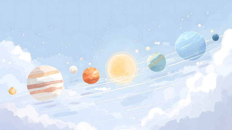 卡通風格的太陽系行星-圖片