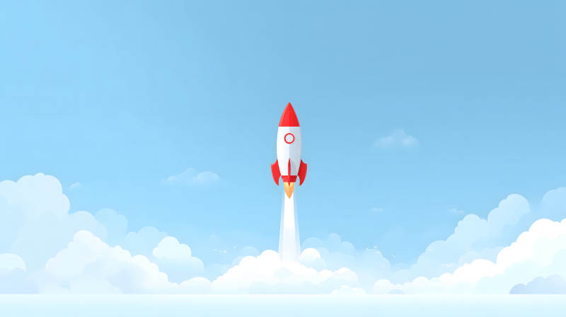 火箭发射冲向天空的场景-图片