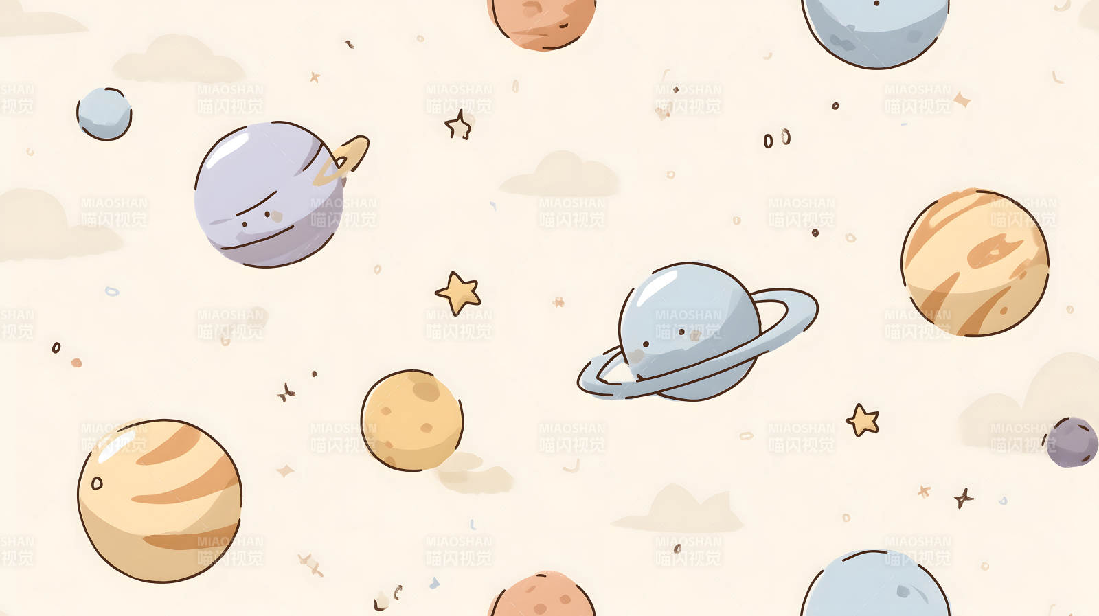 宇宙星球可愛卡通背景-圖片