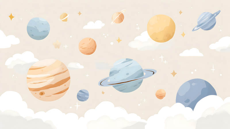 卡通風格宇宙背景圖-圖片