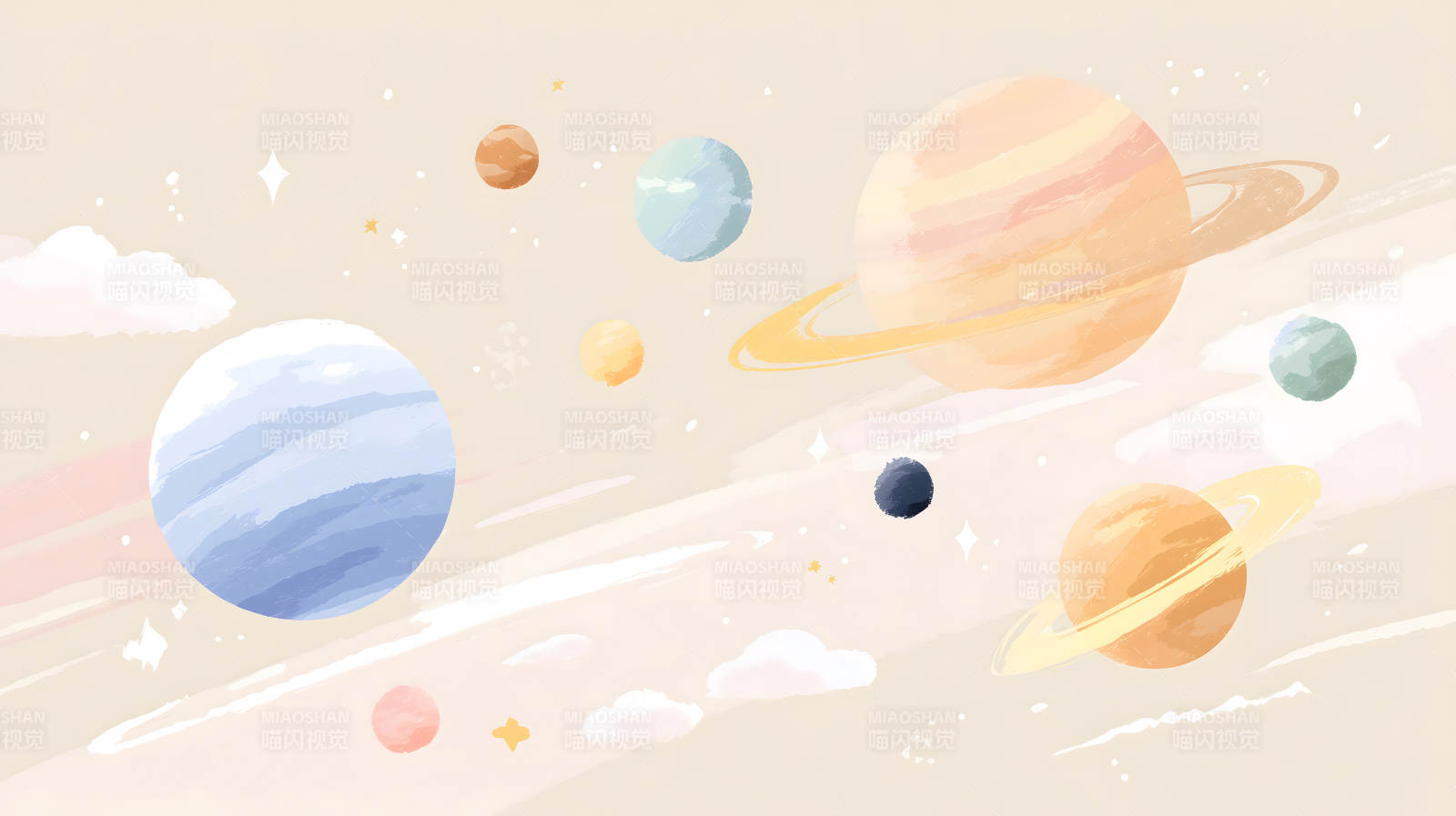 卡通宇宙星球背景-圖片