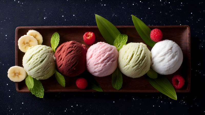 冰淇淋與水果的美味搭配-圖片