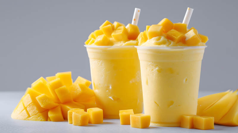 芒果冰沙配芒果丁-圖片