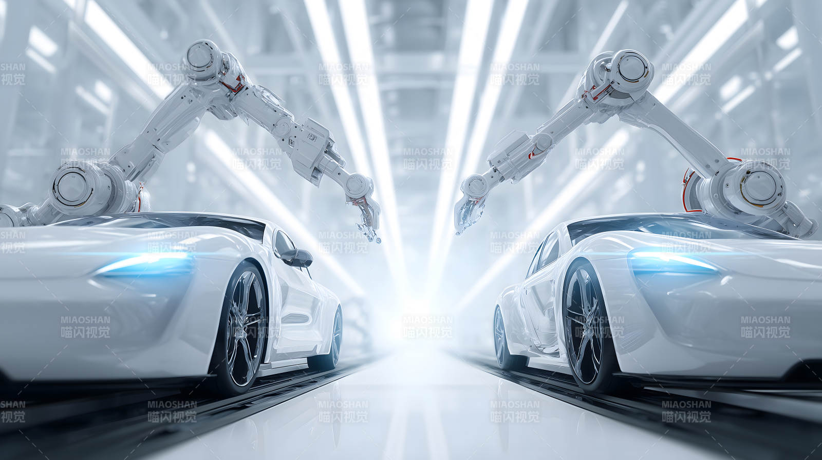 汽車生產線上的智能機器人-圖片