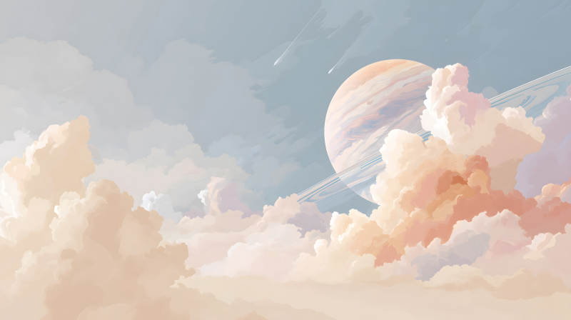 夢幻行星云彩柔和意境唯美畫面-圖片