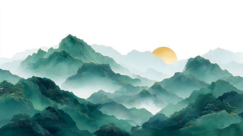 山水風景畫意境悠遠-圖片