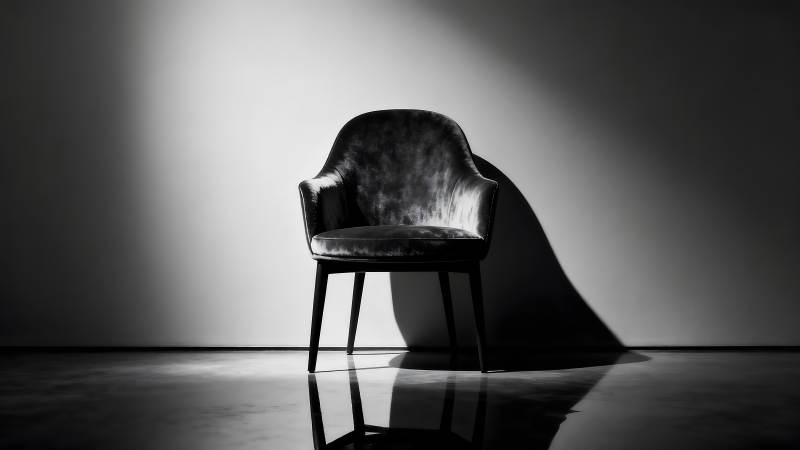 單人沙發(fā)光影效果黑白照片-圖片