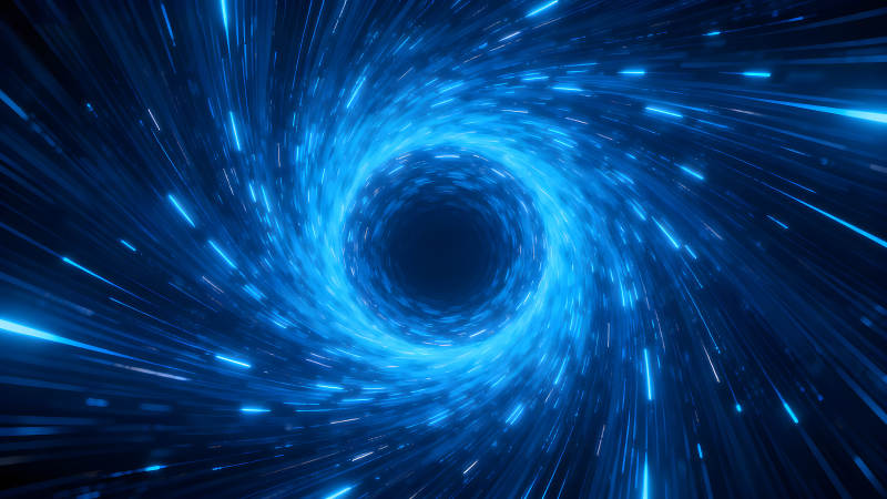 藍色漩渦的宇宙隧道景象-圖片