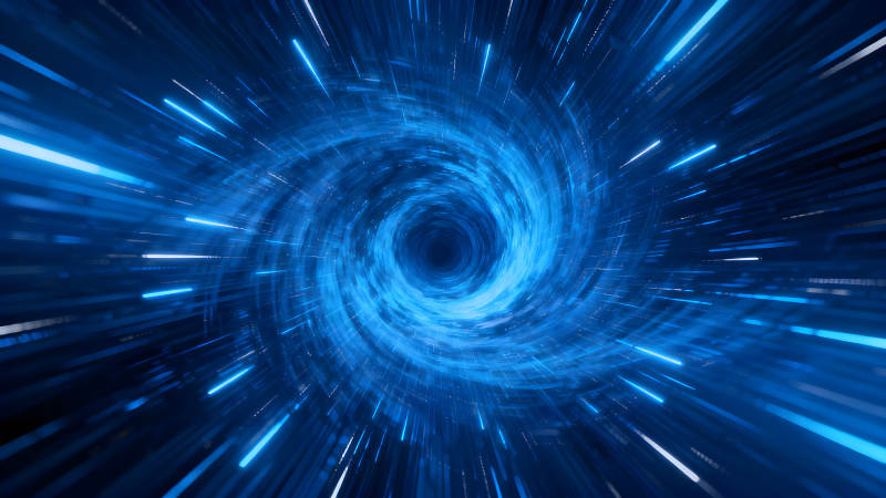 藍色漩渦空間旅行的抽象視覺效果-圖片