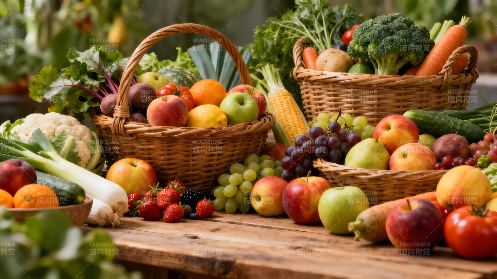 丰收的蔬菜水果篮-图片