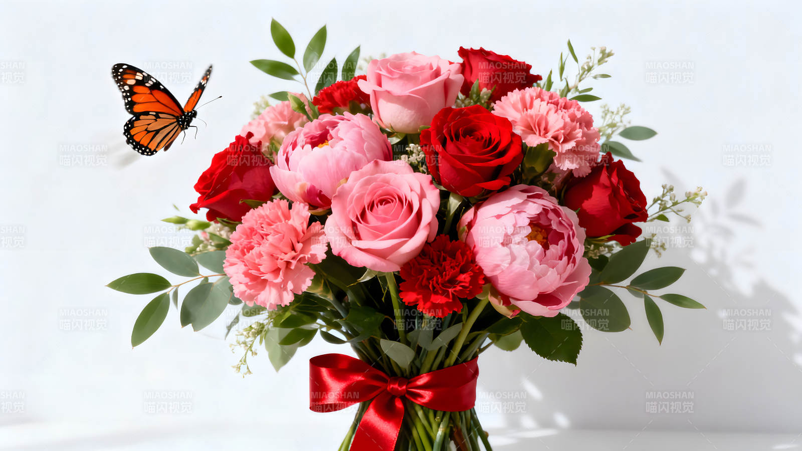 鮮花蝴蝶的浪漫組合-圖片