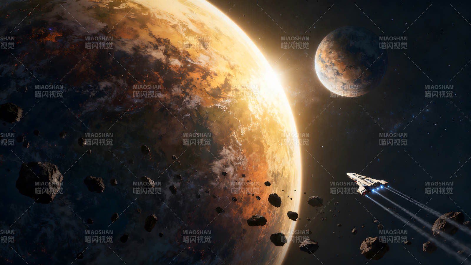 星球宇宙飛船星空冒險(xiǎn)場(chǎng)景-圖片