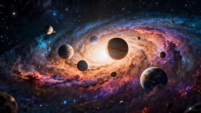 宇宙行星漩渦壯麗景象-圖片