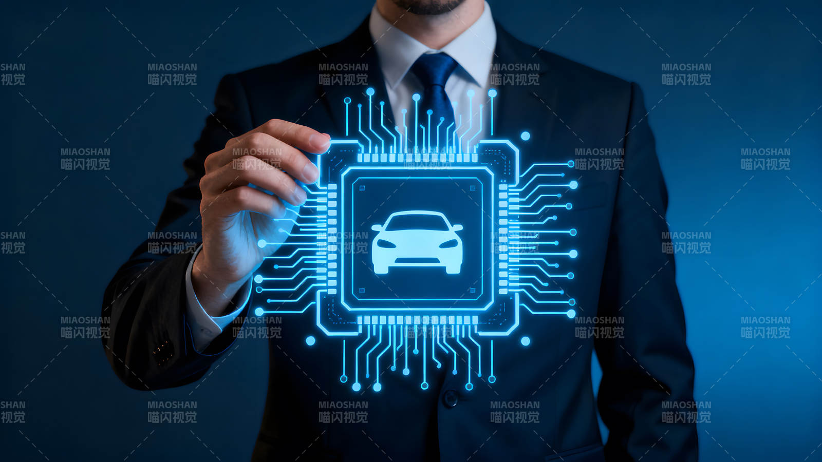 汽车芯片科技概念图-图片