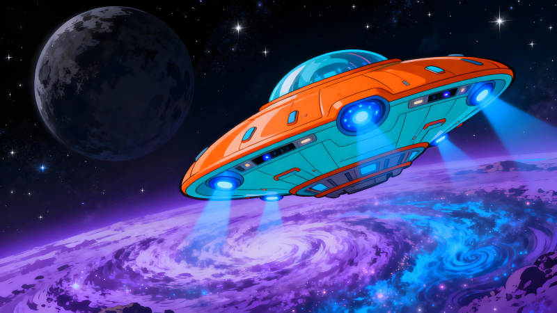 宇宙飛船穿梭星云間-圖片