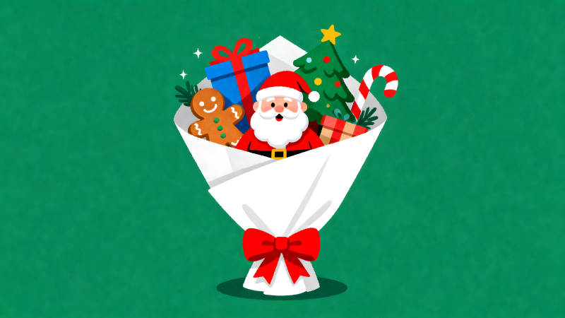 圣誕禮物花束圣誕老人送禮-圖片