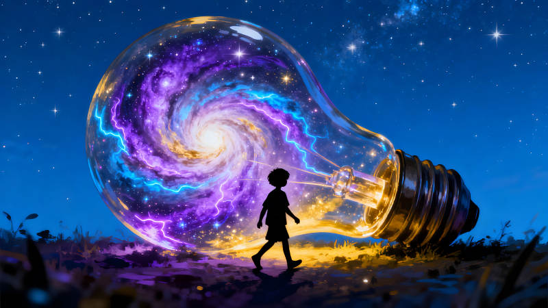 男孩與宇宙燈泡-圖片