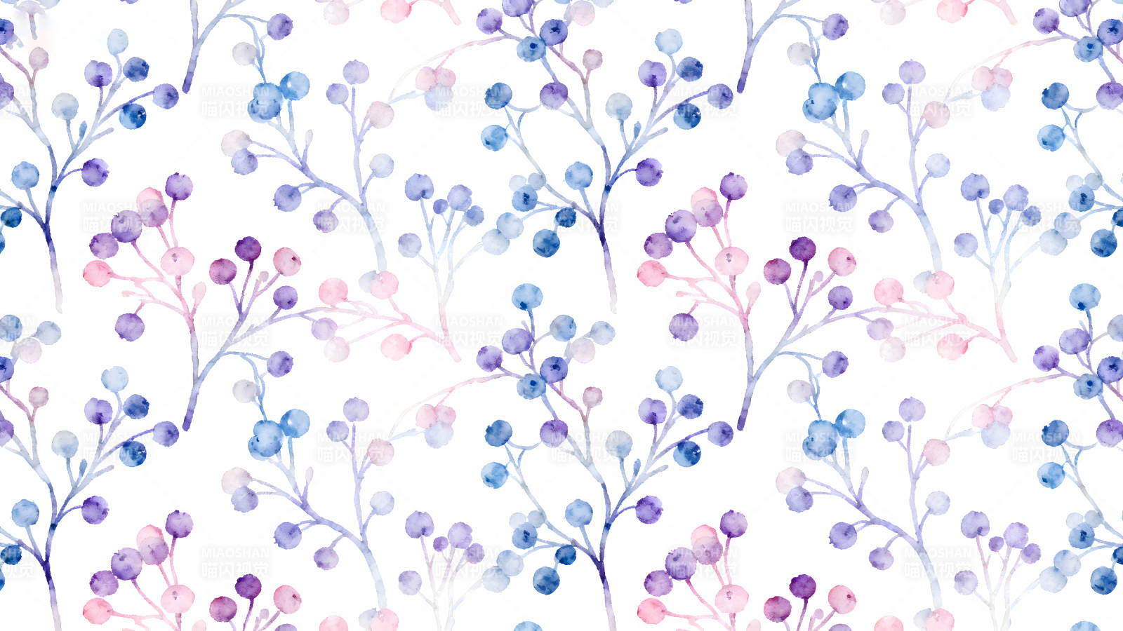 水彩漿果枝條圖案-圖片