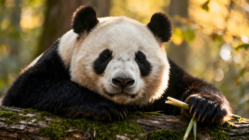 熊貓啃竹休閑時(shí)光-圖片