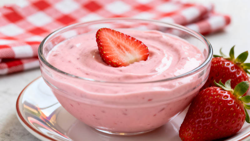 草莓酸奶配草莓-圖片