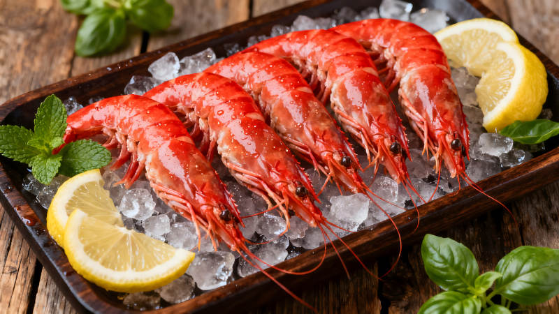 鲜虾冰镇柠檬薄荷香料美味诱人-图片