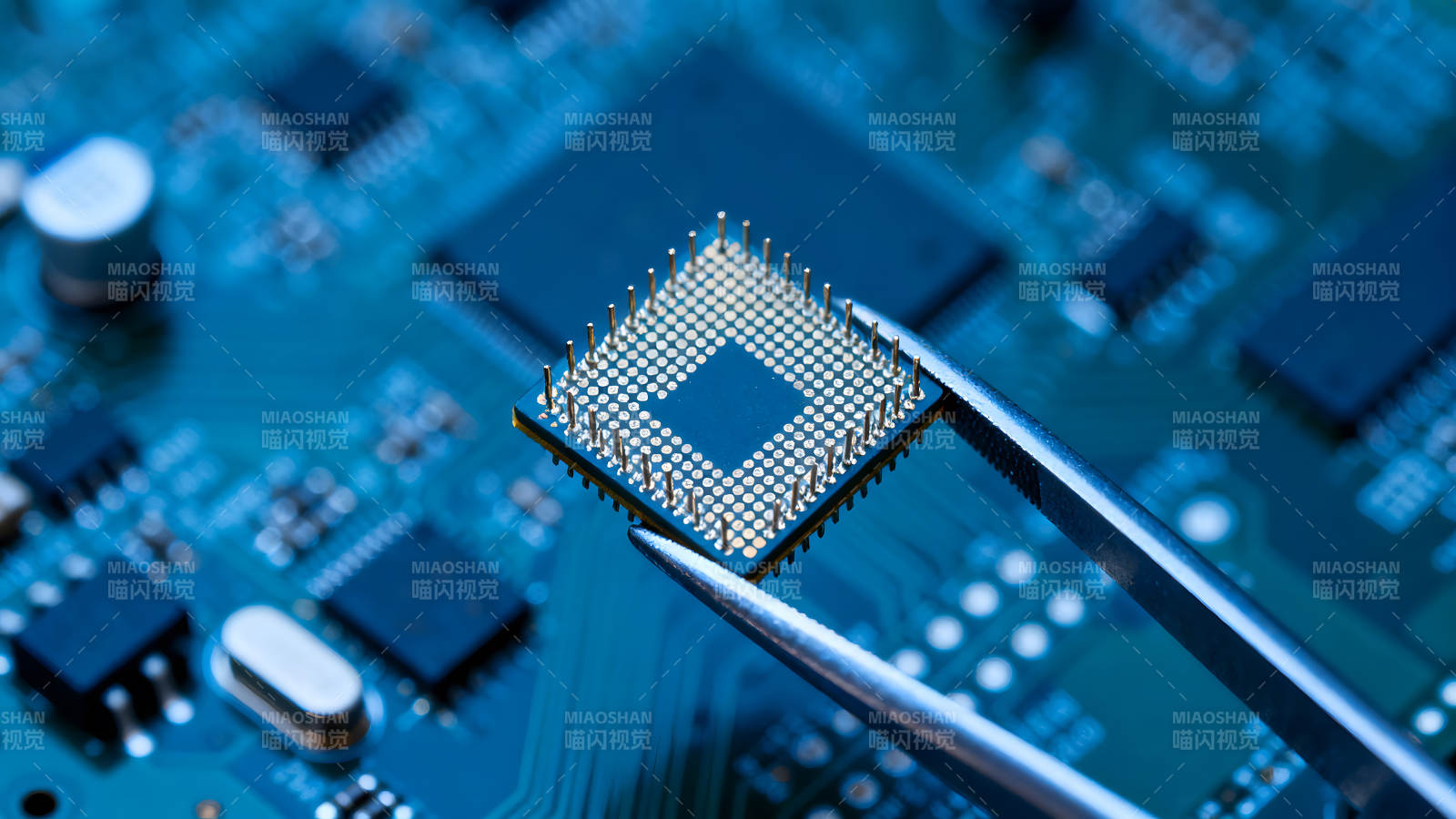芯片与电路板的特写-图片