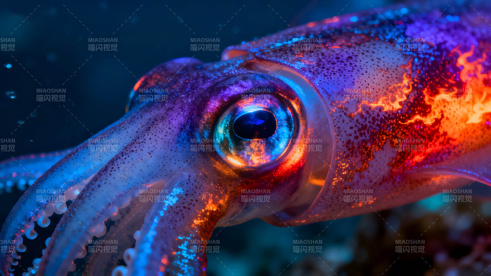 絢麗多彩的魷魚特寫-圖片