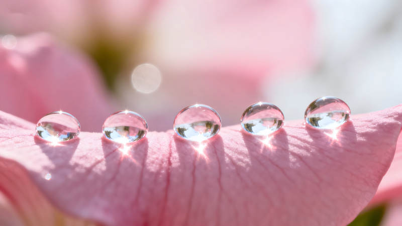 花瓣上的水珠晶瑩剔透-圖片