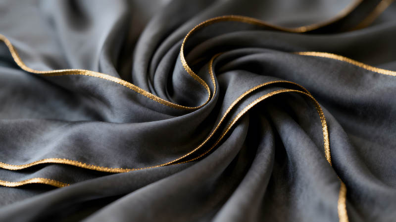 絲綢面料與金邊細節特寫-圖片