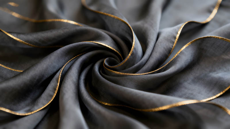深灰色丝绸与金色镶边-图片