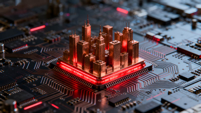 城市電路圖數字時代象征-圖片