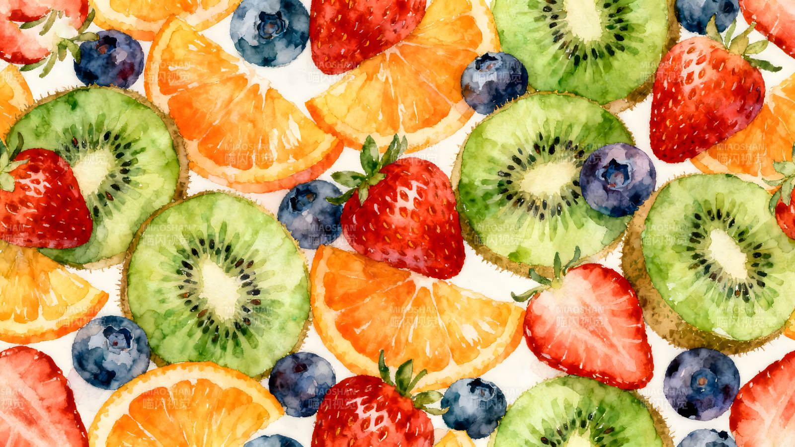 水彩水果拼盘清新美味-图片