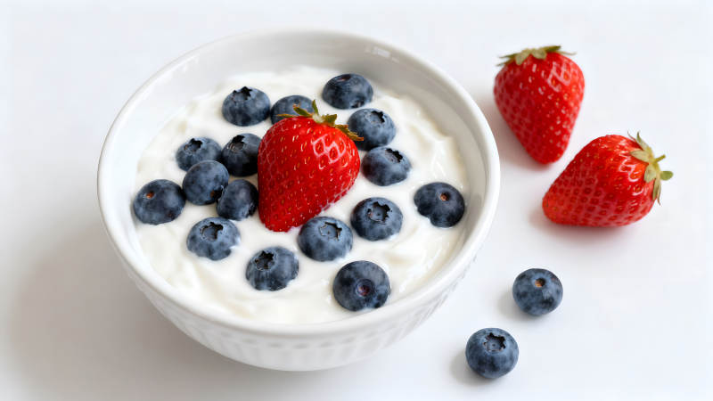 酸奶加水果的健康早餐-图片