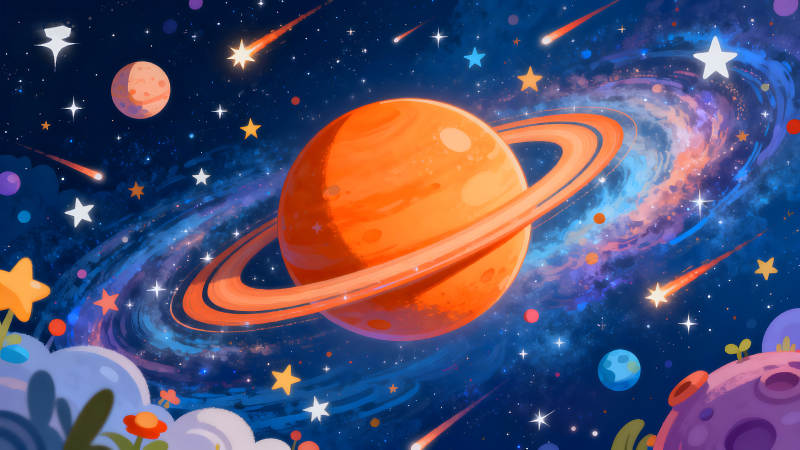 夢幻宇宙場景星系行星彗星絢麗多彩-圖片