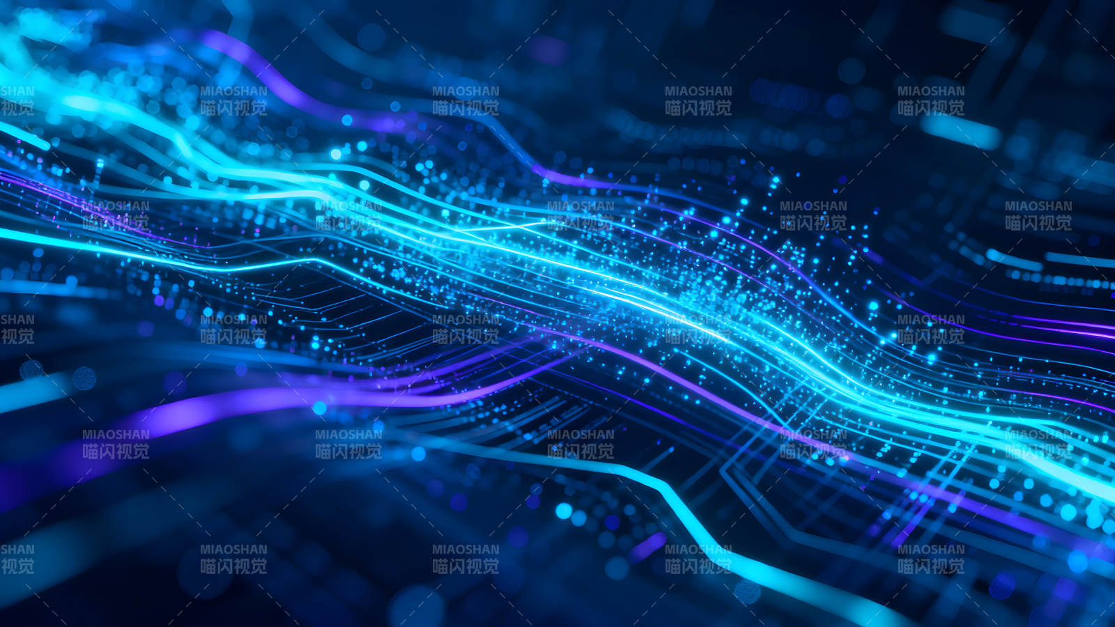 数字科技感抽象蓝紫线条-图片
