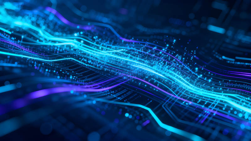 數字科技感抽象藍紫線條-圖片