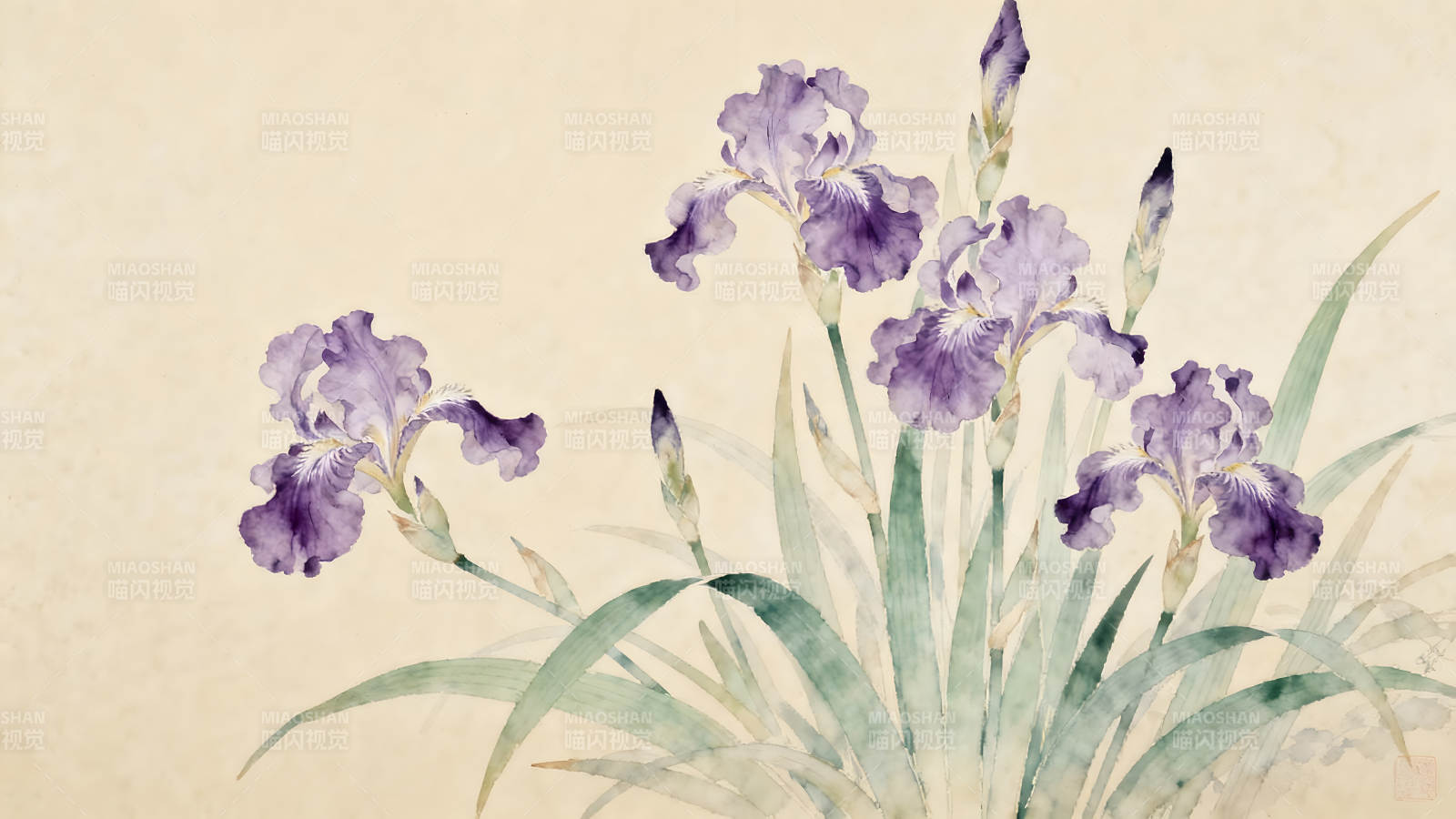 水墨鸢尾花绽放-图片