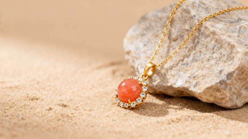 項鏈石頭沙灘特寫-圖片