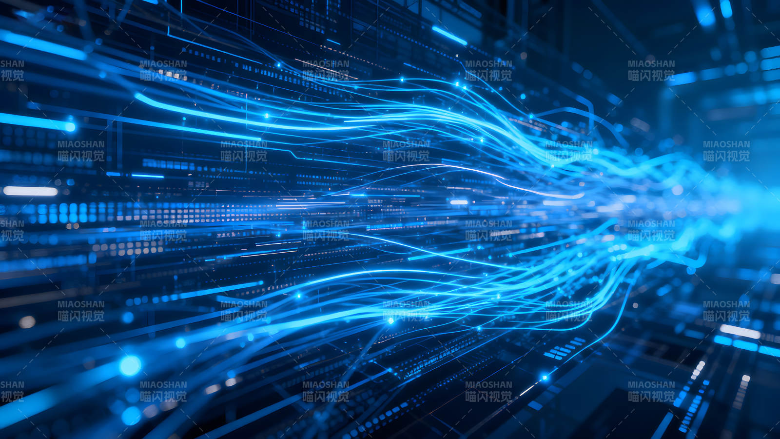 科技感藍色數(shù)據流抽象圖像-圖片