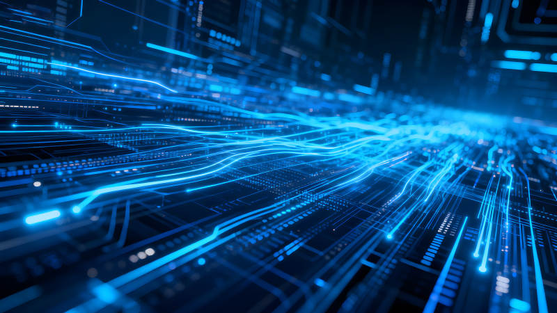 蓝色数据流动科技感视觉-图片