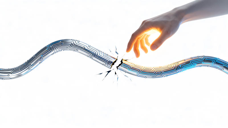 斷裂的電路與觸碰的手-圖片