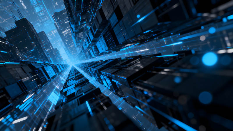 未來都市科技感隧道-圖片