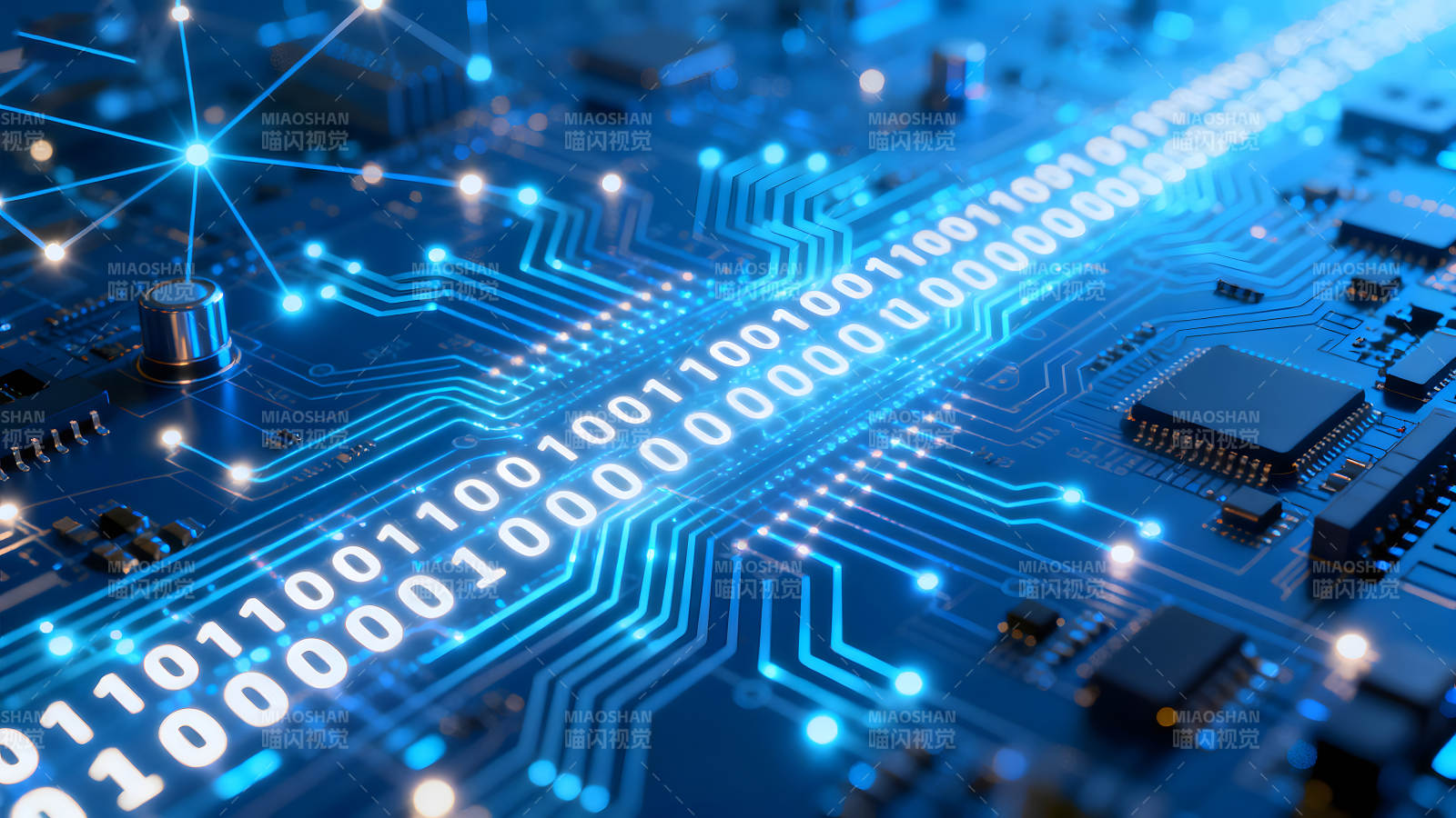 電路板藍色科技感十足-圖片