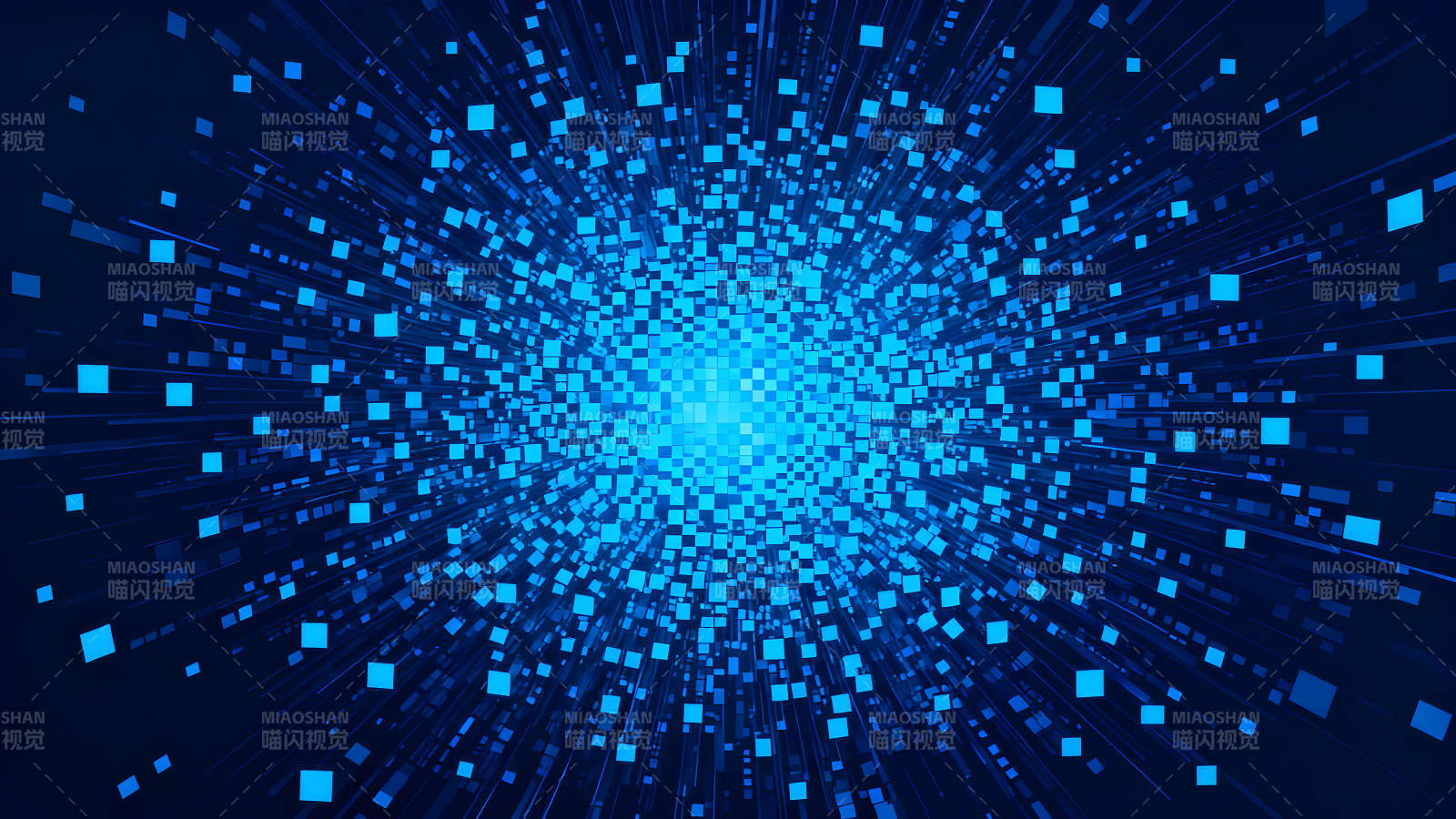 藍色方塊組成的未來感抽象圖圖片
